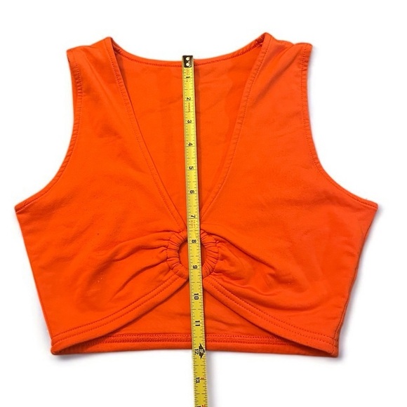 Women’s Orange Ring Gathered Crop Top V-Neck Sleeveless Small - Picture 6 of 9